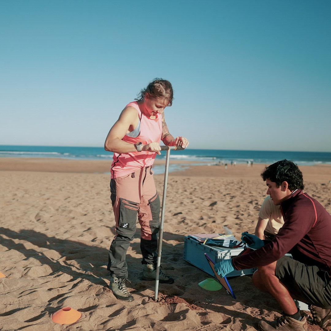 Taking samples at the beach