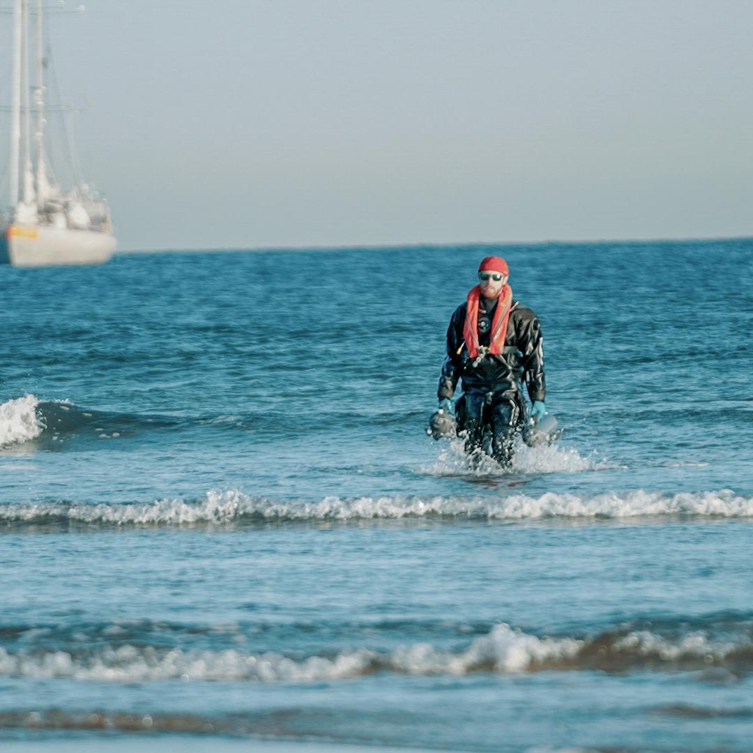 A sample is taken from the ocean