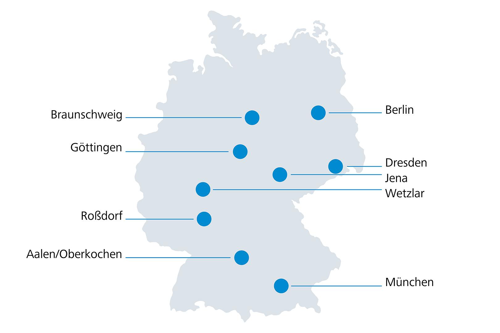 Map of Germany for the ZEISS Site Fund