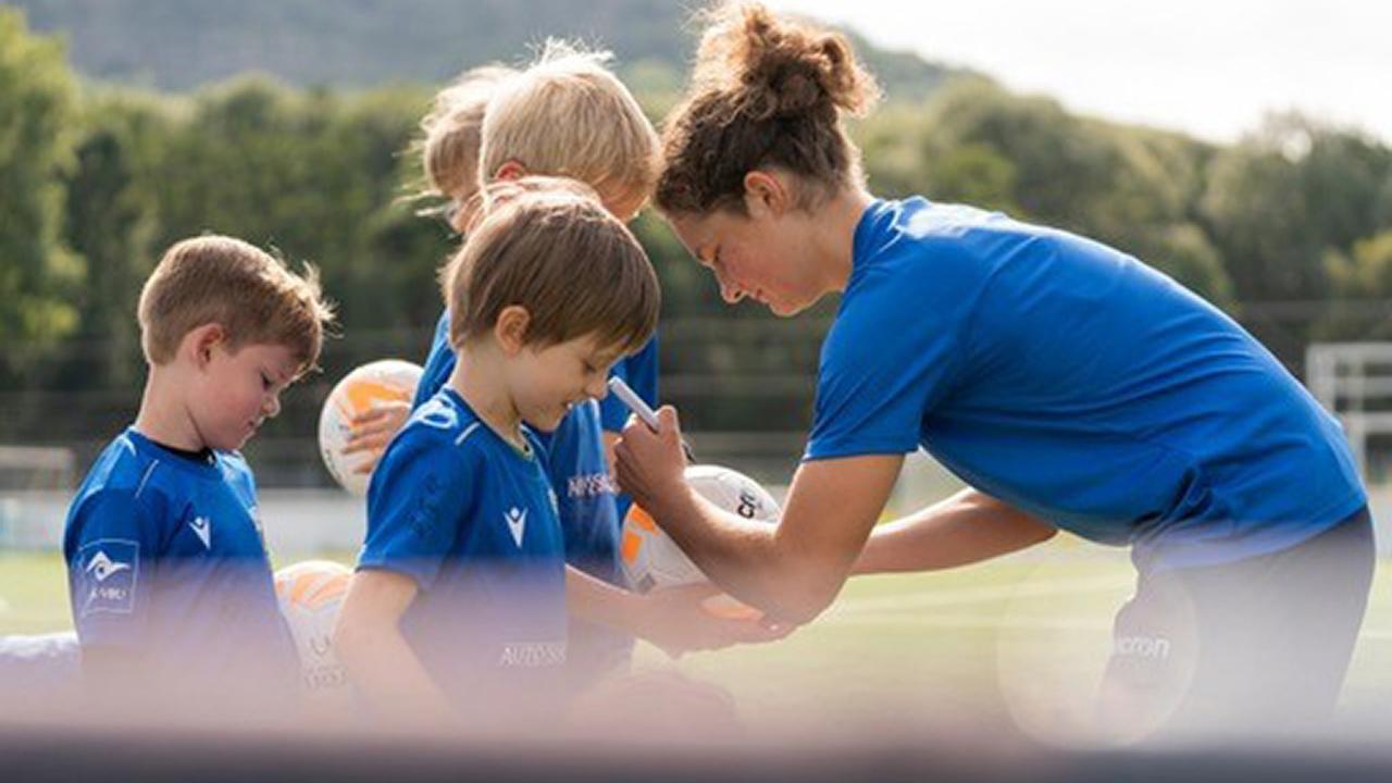 Children at soccer training