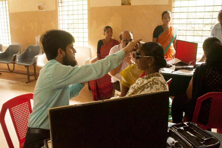 Aloka vision programme woman is testing glasses