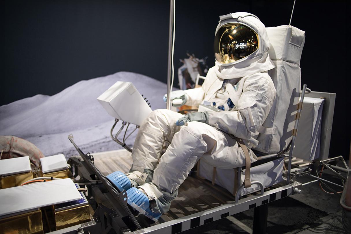 Visitors to the Deutsches Museum in Munich can view an exhibition on outer space.