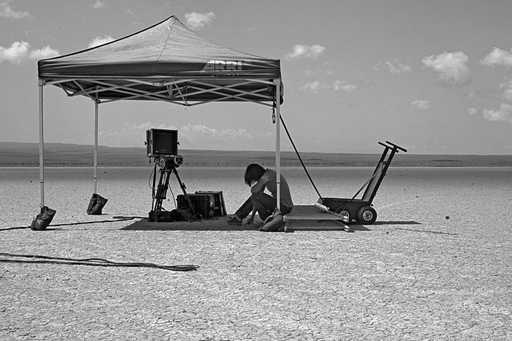 Sherry Hormann, German-American director, under tent in dessert