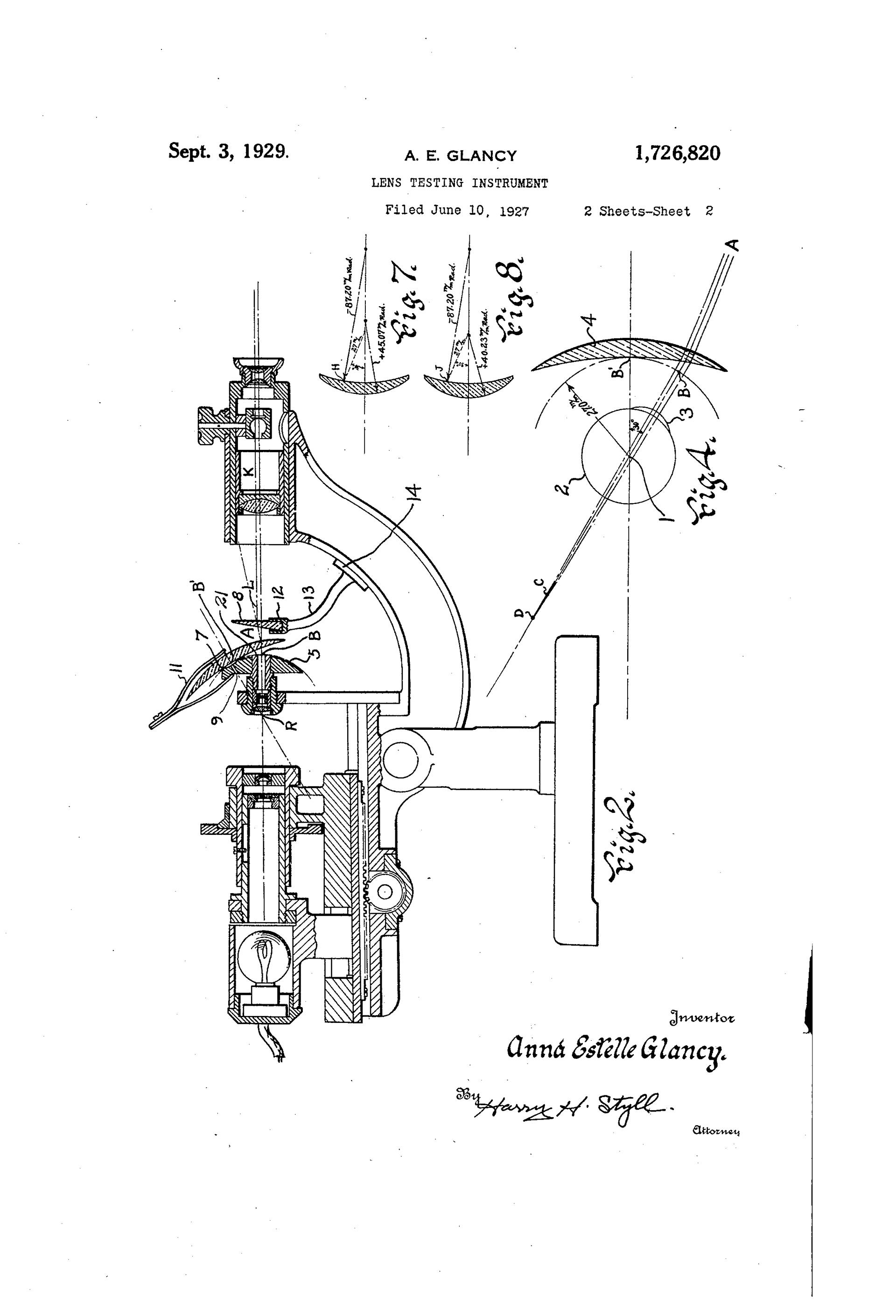 1927 Lens Testing Instrument Patent