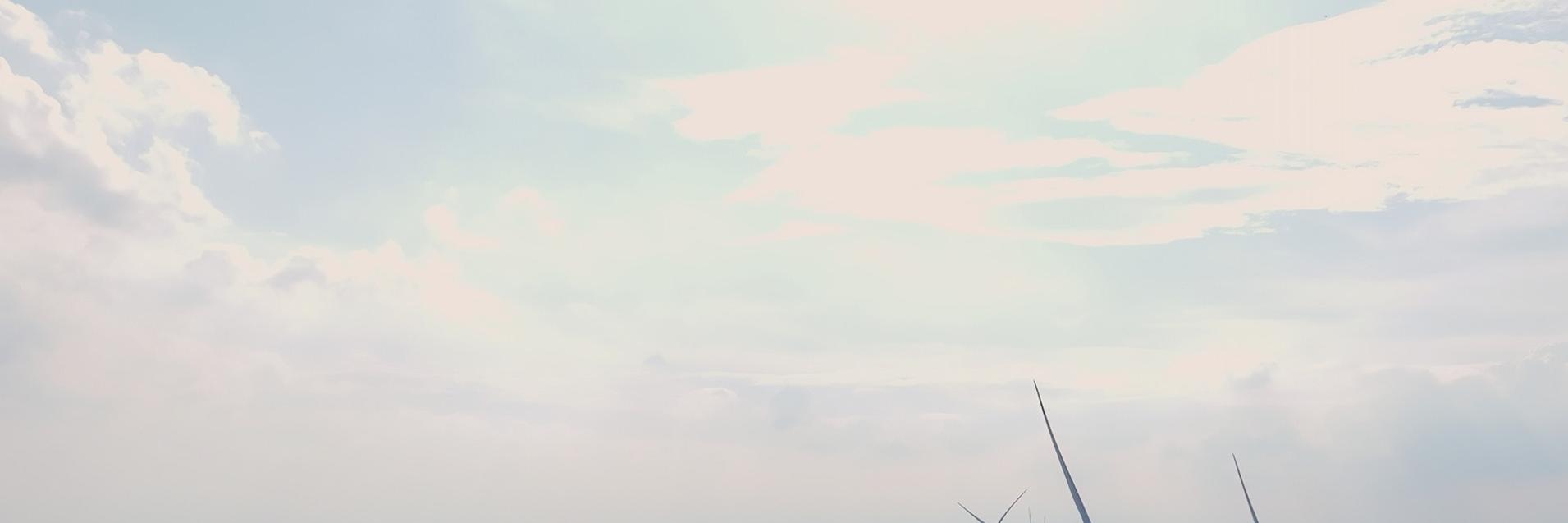 Landscape with wind turbines from a bird's eye view