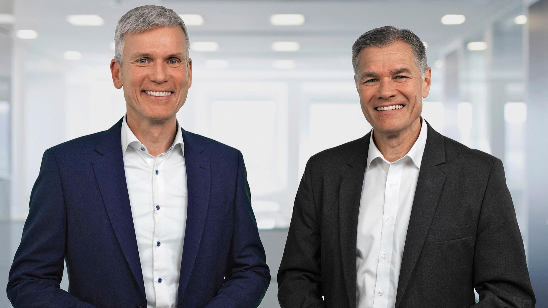 Der Vorstandsvorsitzende Dr. Karl Lamprecht (rechts) und sein Nachfolger Andreas Pecher.