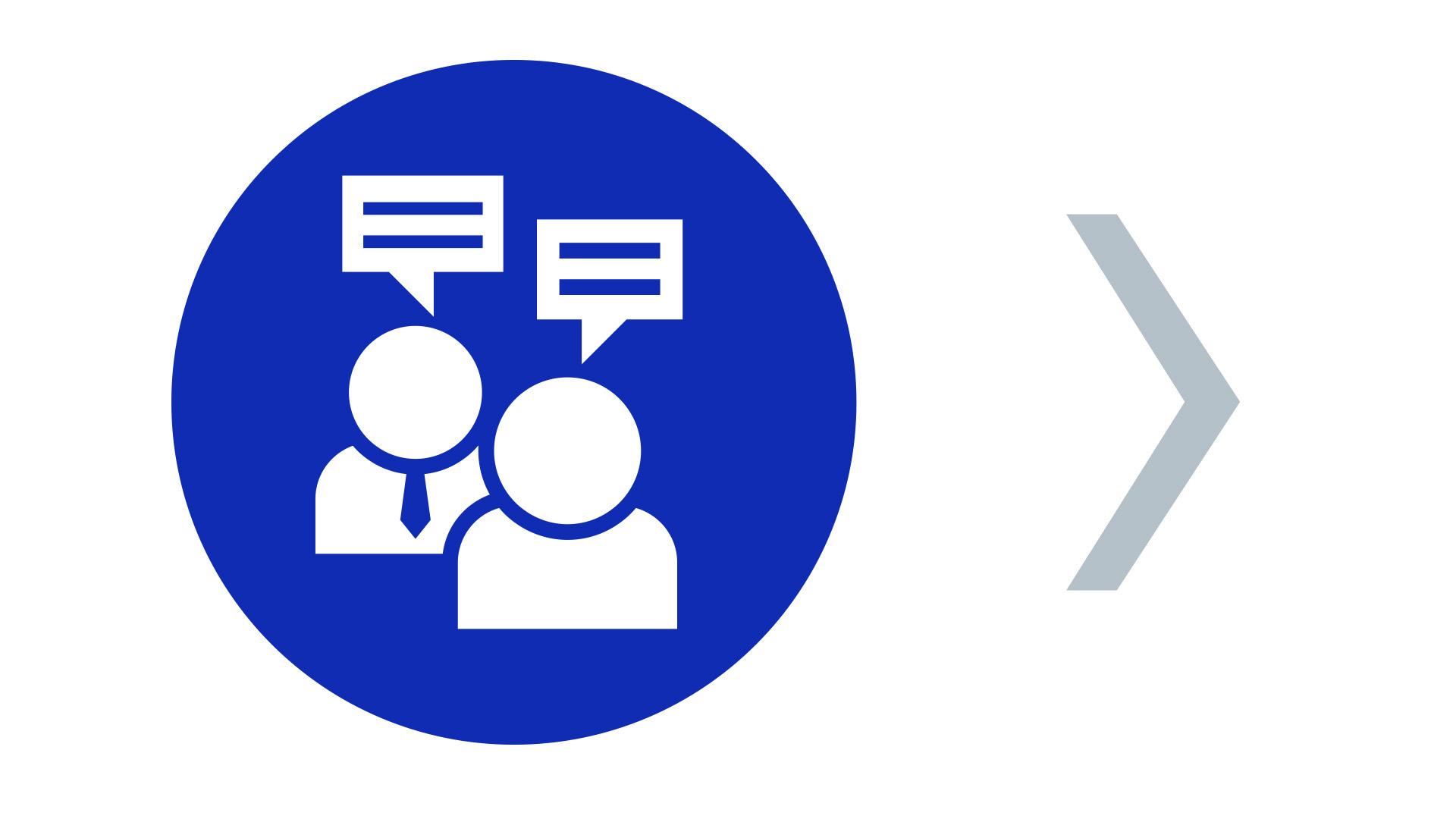 Pictogram of two people in an interview