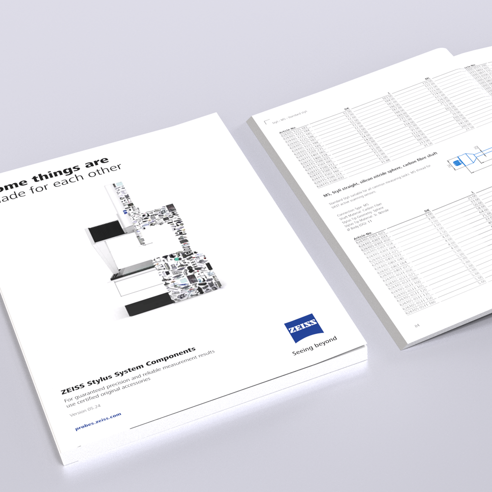 Download the full version of ZEISS CMM Accessories Catalog for Stylus System Components now