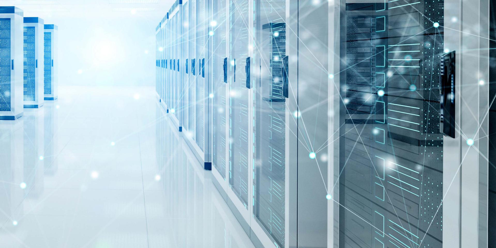 Modern data center with server racks