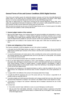 Preview image of General Terms of Use and Licence Conditions ZEISS Digital Services
