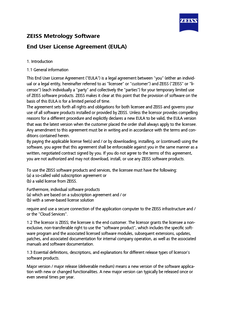 Preview image of ZEISS Metrology Software End User License Agreement (EULA)