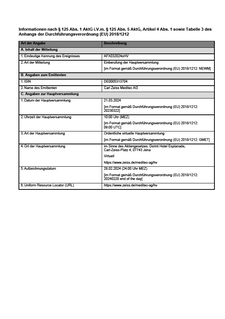 Vorschaubild von Informationen nach § 125 AktG und Tabelle 3 Blöcke A bis F 