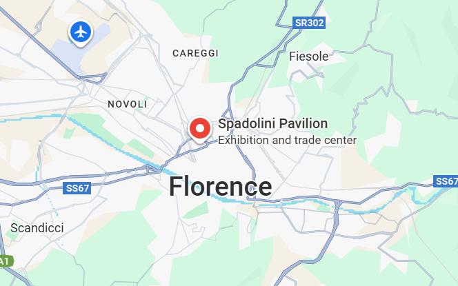 The location of ZEISS at FLORetina ICOOR 2025 event in Florence showed in Google maps