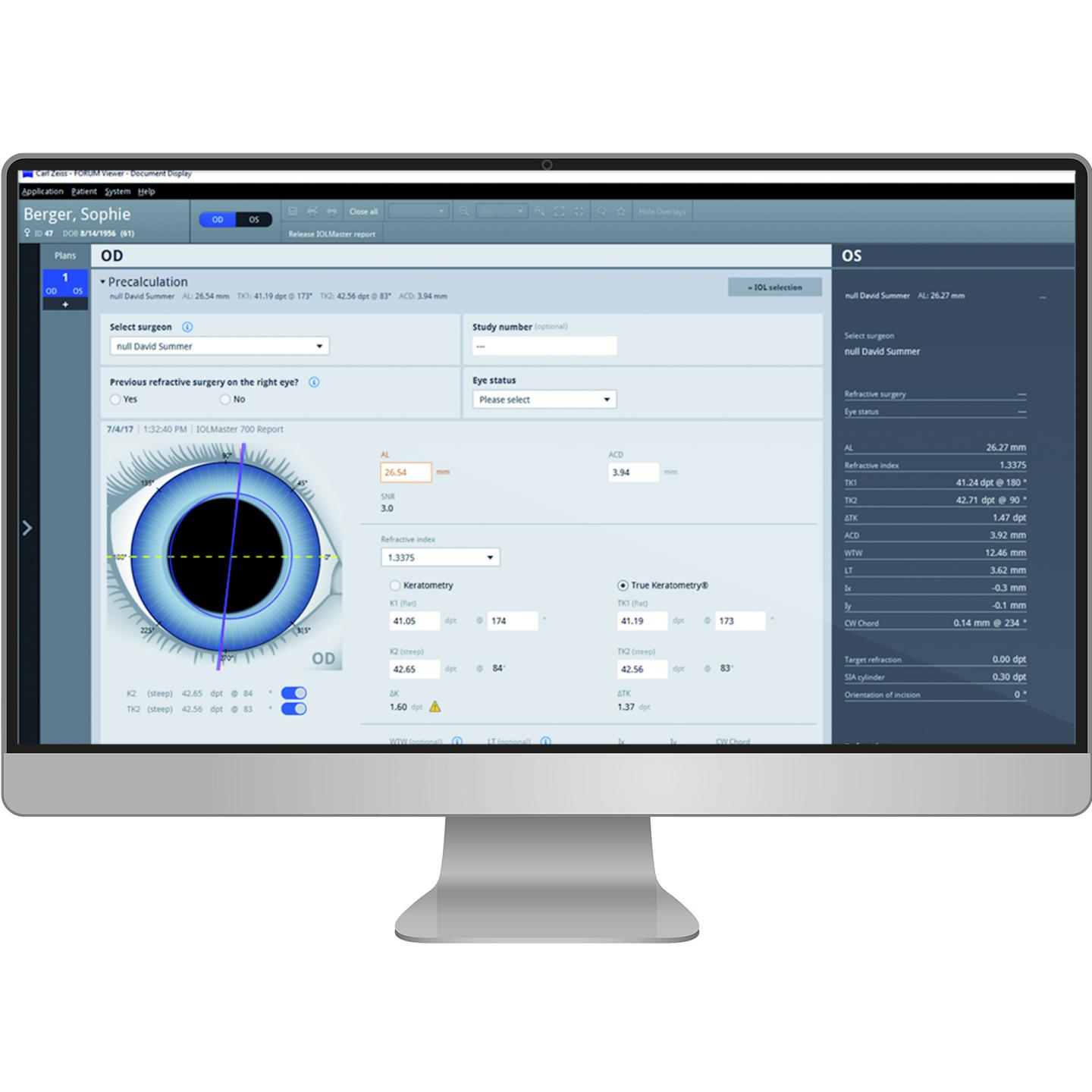How to select IOLMaster report in ZEISS EQ Workplace