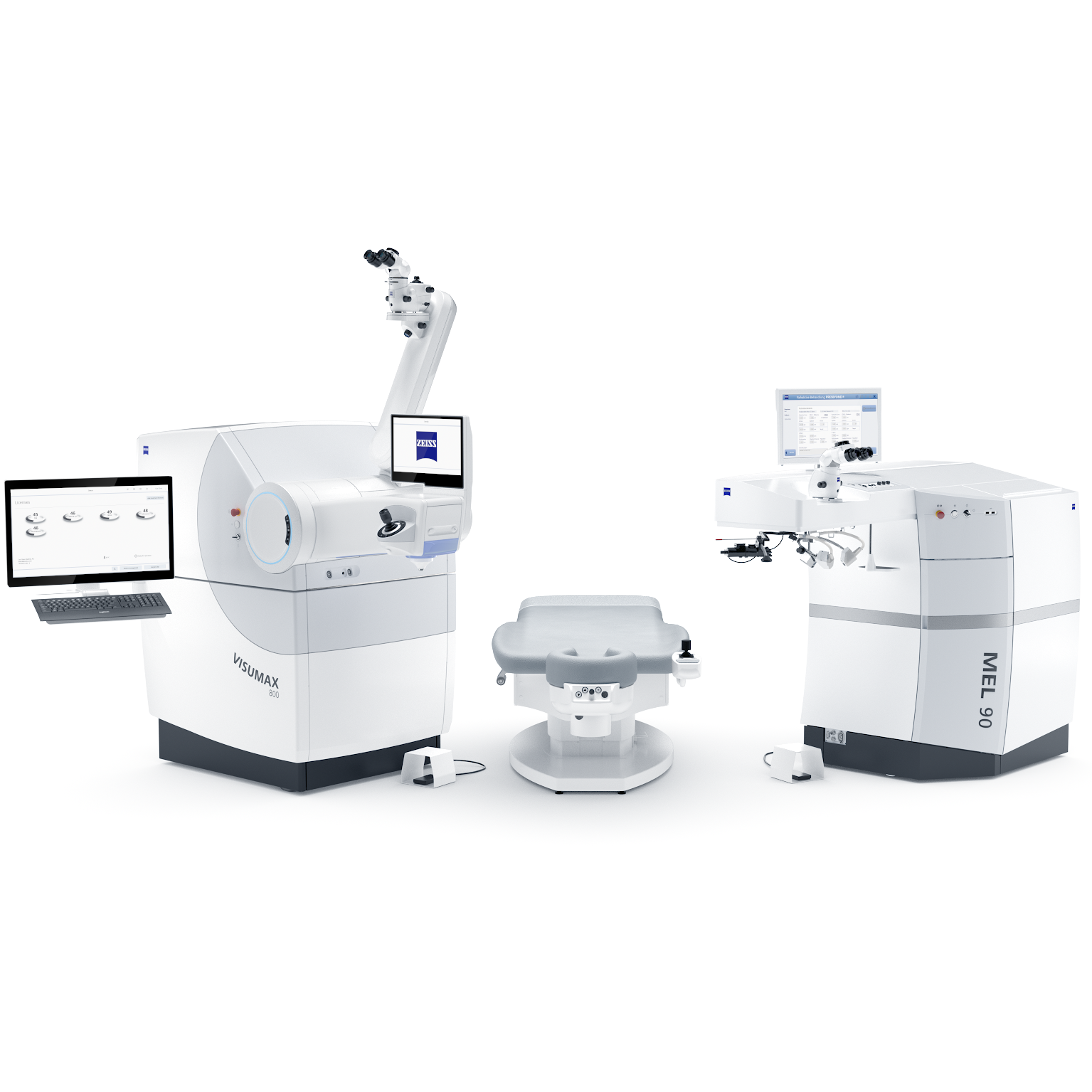 Fluxo de trabalho integrado para diagnóstico, lasers para cirurgia refrativa e análise de nomogramas.