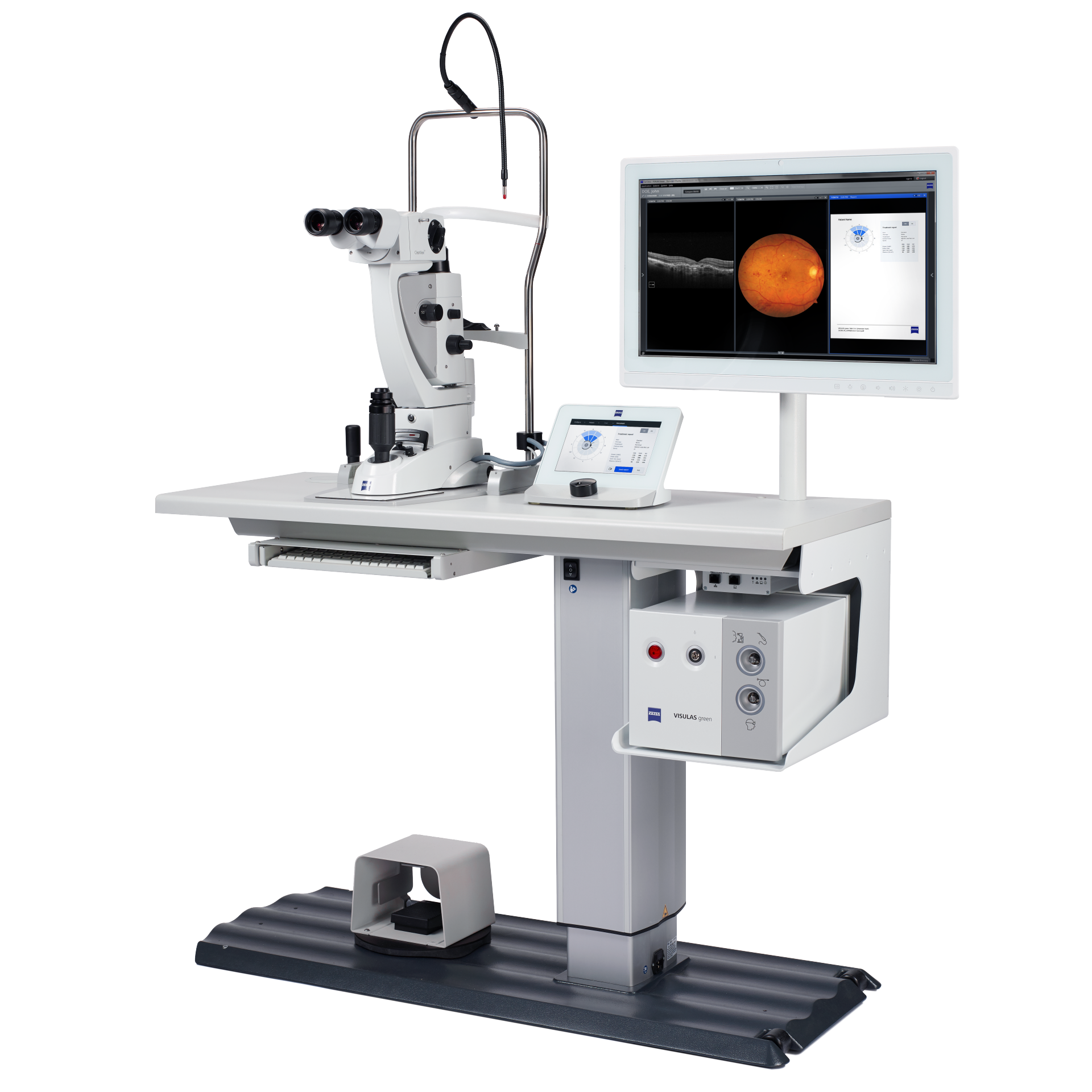 O fotocoagulador VISULAS green da ZEISS torna a rotina clínica diária numa experiência de tratamento mais prática e eficiente.