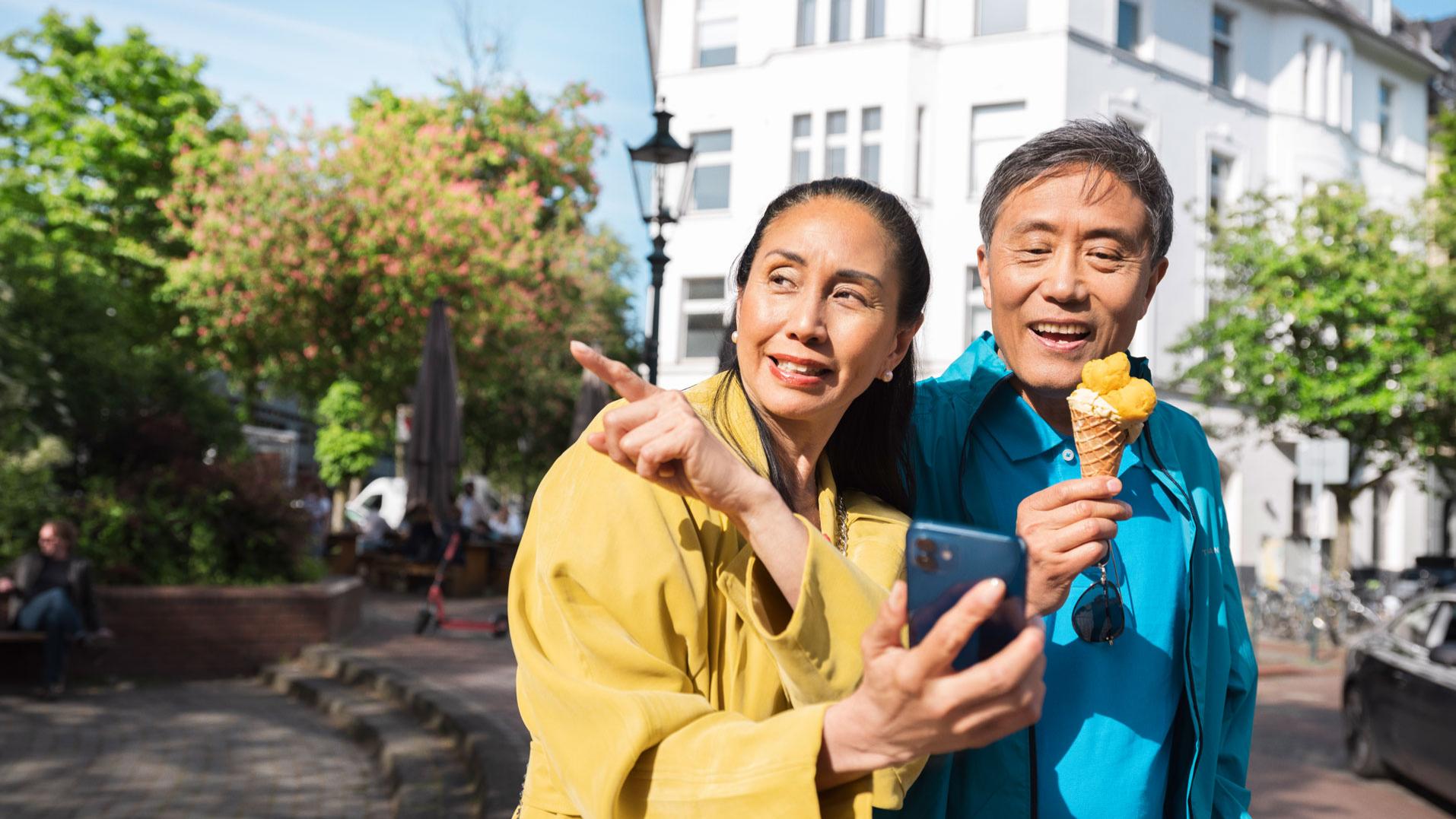 A couple enjoying good vision after cataract surgery.