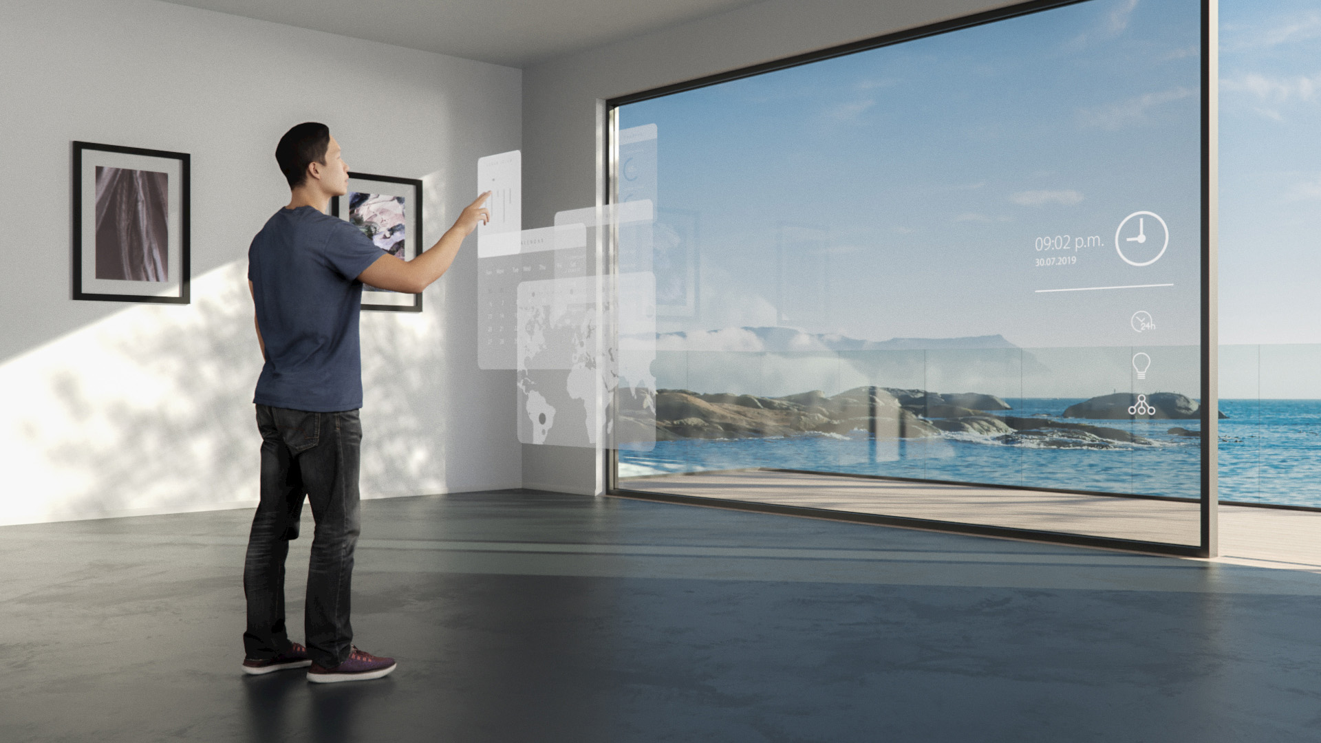 ZEISS Multifunctional Smart Glass technology can turn a window pane into a wide-area light source or a projection surface – or even use it to generate energy.