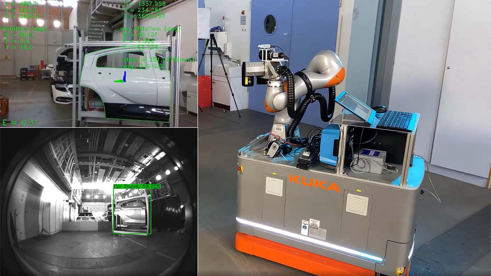 The autonomous measuring robot uses cameras to autonomously detect its target and aligns itself with the car body to inspect gap and flushness at the desired positions without the need for human interaction.