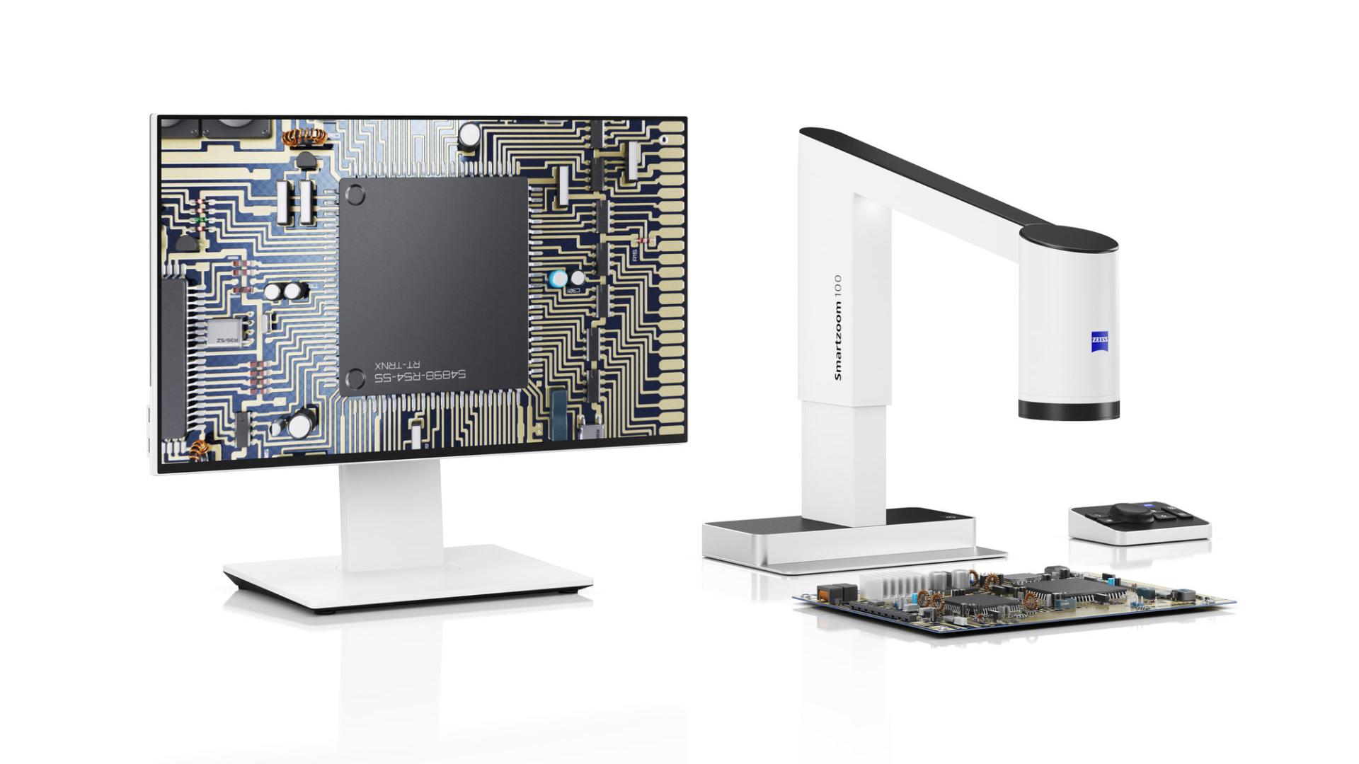 Product image of the ZEISS Smartzoom 100 microscope with monitor