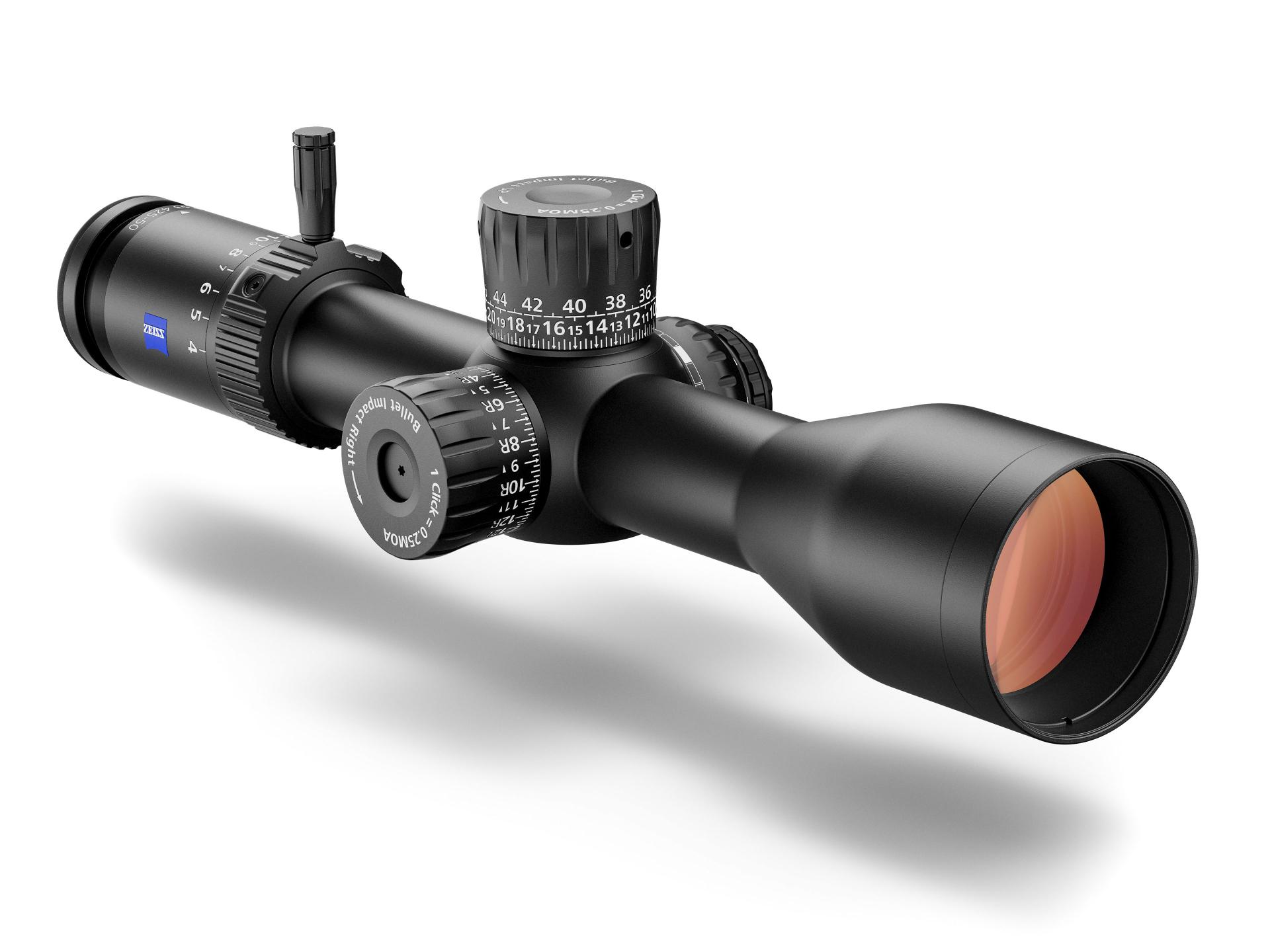 ZEISS LRP S3 riflescope with precision turrets and large objective lens, designed for long-range hunting and shooting accuracy