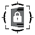 A padlock icon is centered on a microchip, symbolizing digital security and protection.