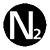 Black circle icon with a large white "N" and a subscript "2" indicating nitrogen gas (N₂).