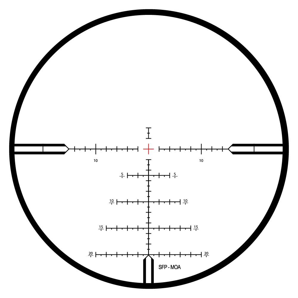 A red illuminated crosshair centered on a black background, typically seen in ZEISS optical or precision instruments.
