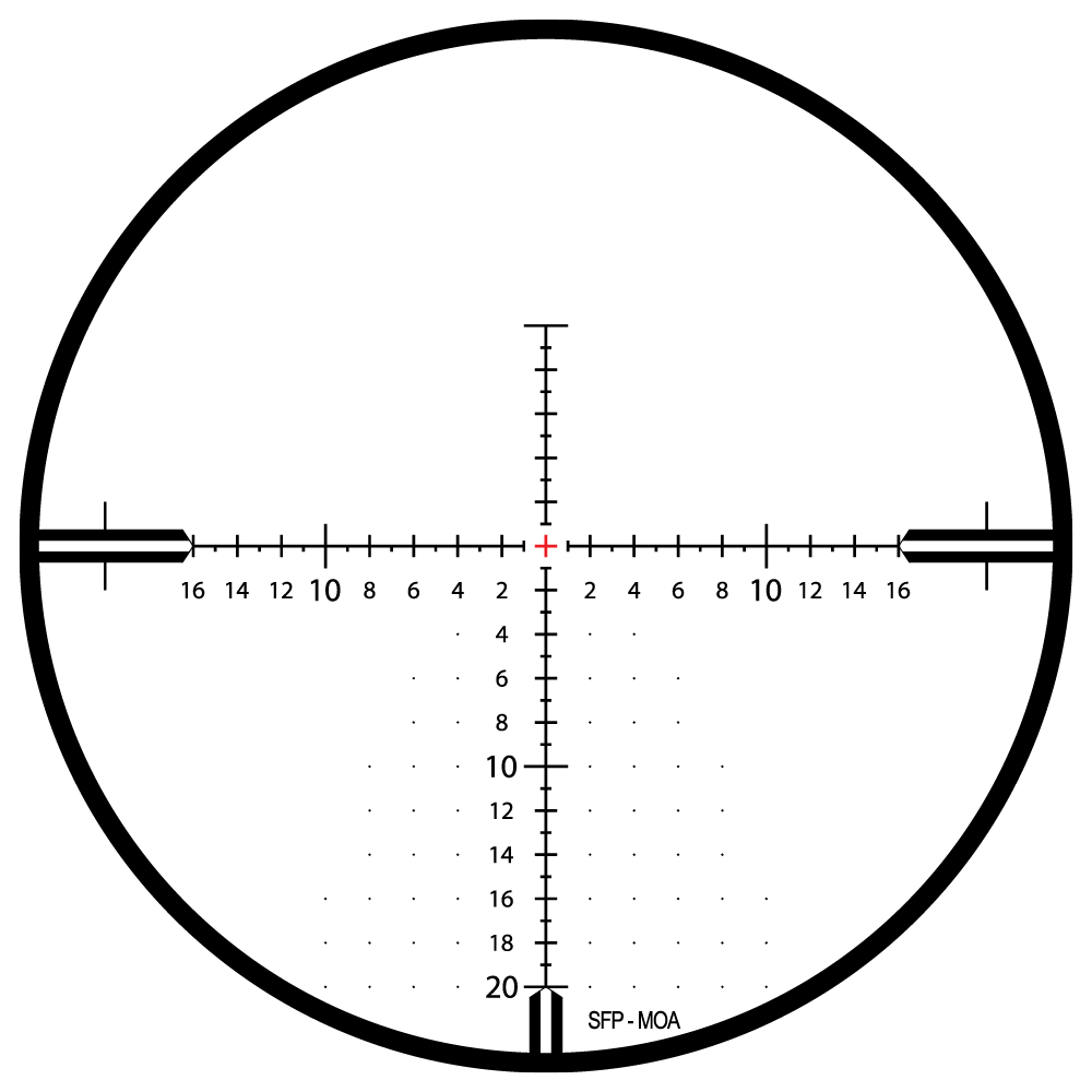 Digital crosshair reticle with a red illuminated center point, typically used in ZEISS optical devices.