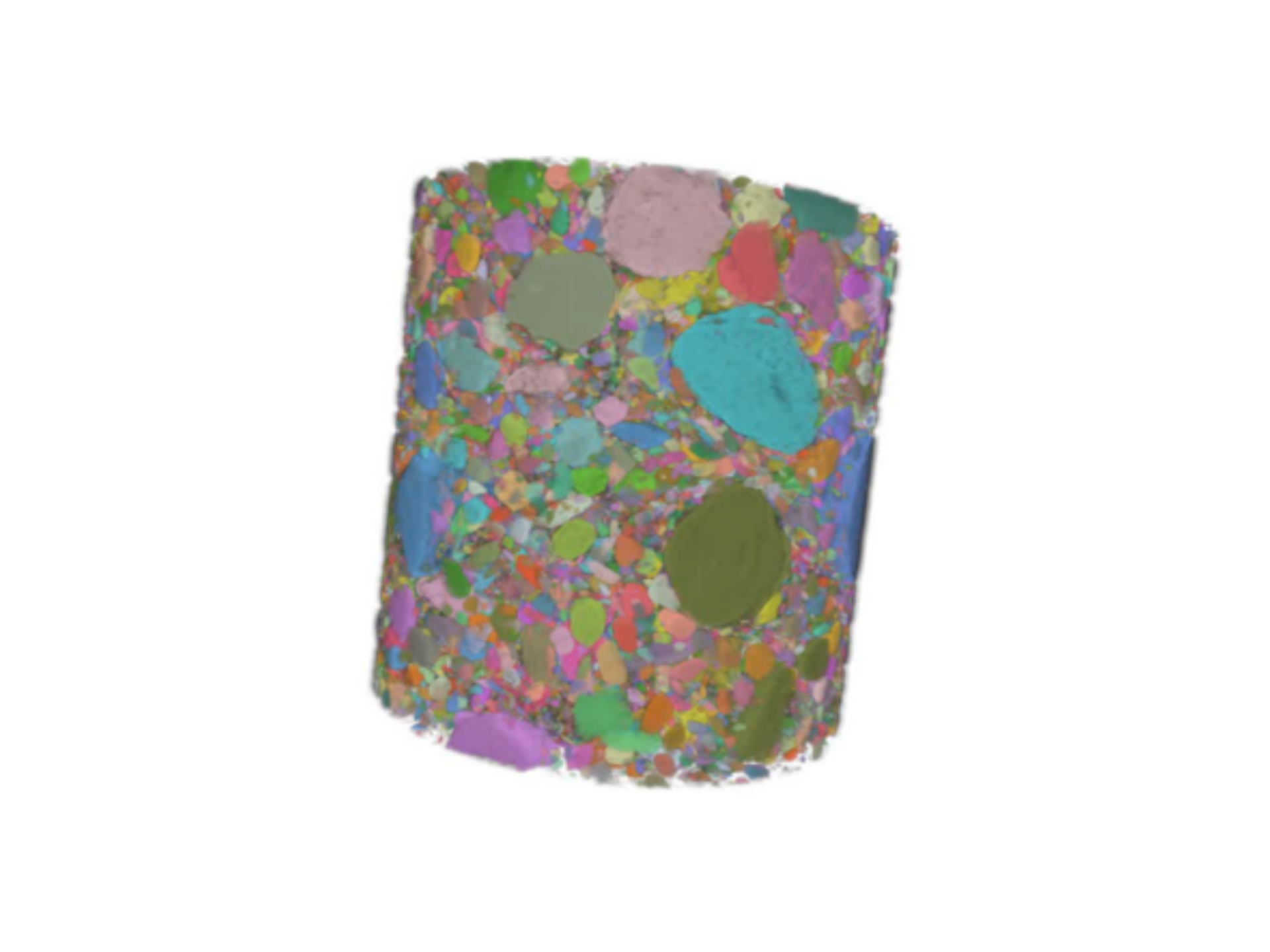 3D image of each individual particle in riboflavin (vitamin b2) supplements segmented in a multi-ROI.