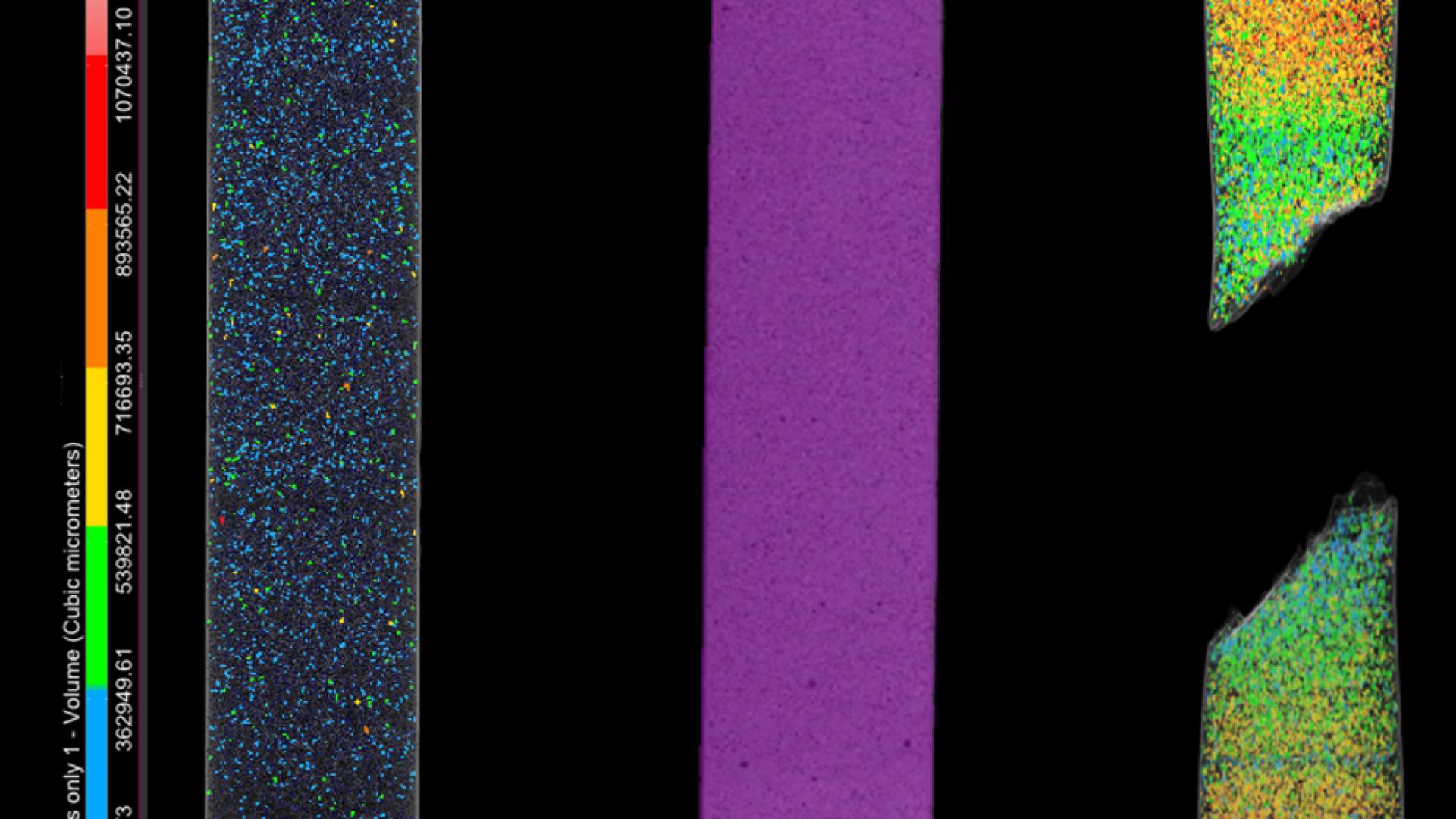 Visualization of the aspect ratio of the pore space in a tensile specimen.