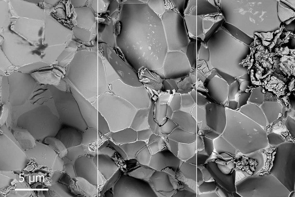 Fractured surface of a (demagnetized) NdFeB permanent magnet, such as those used in NEV motors