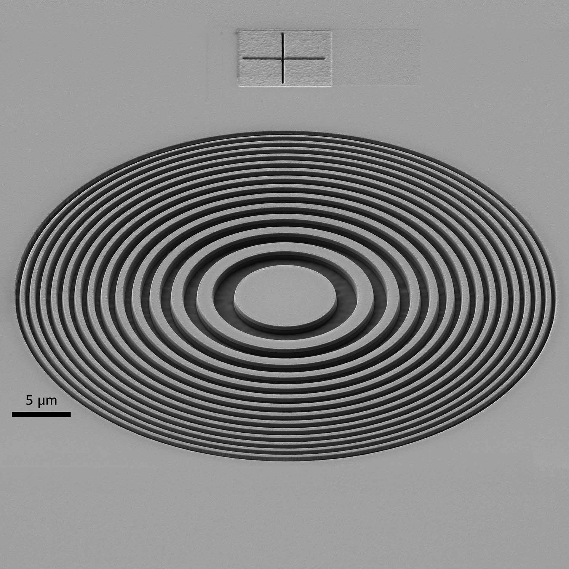 Fresnel lens. Nanopatterning done by ZEISS Crossbeam