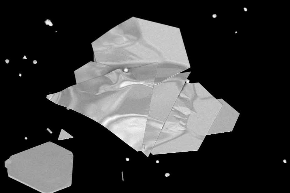 Structured gold platelets investigated as part of fundamental research on plasmonic effects.