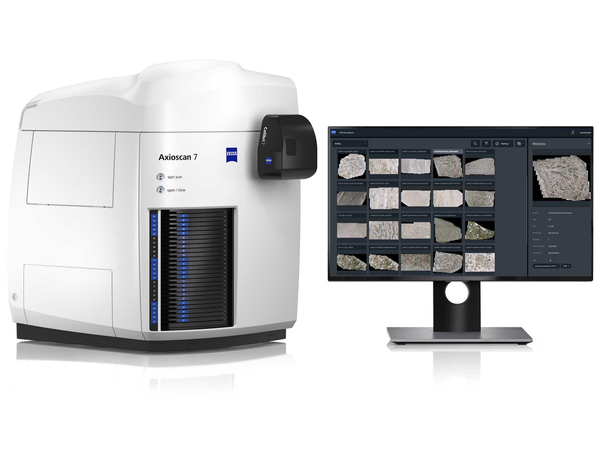 Axioscan 7 with multiple petrographic samples