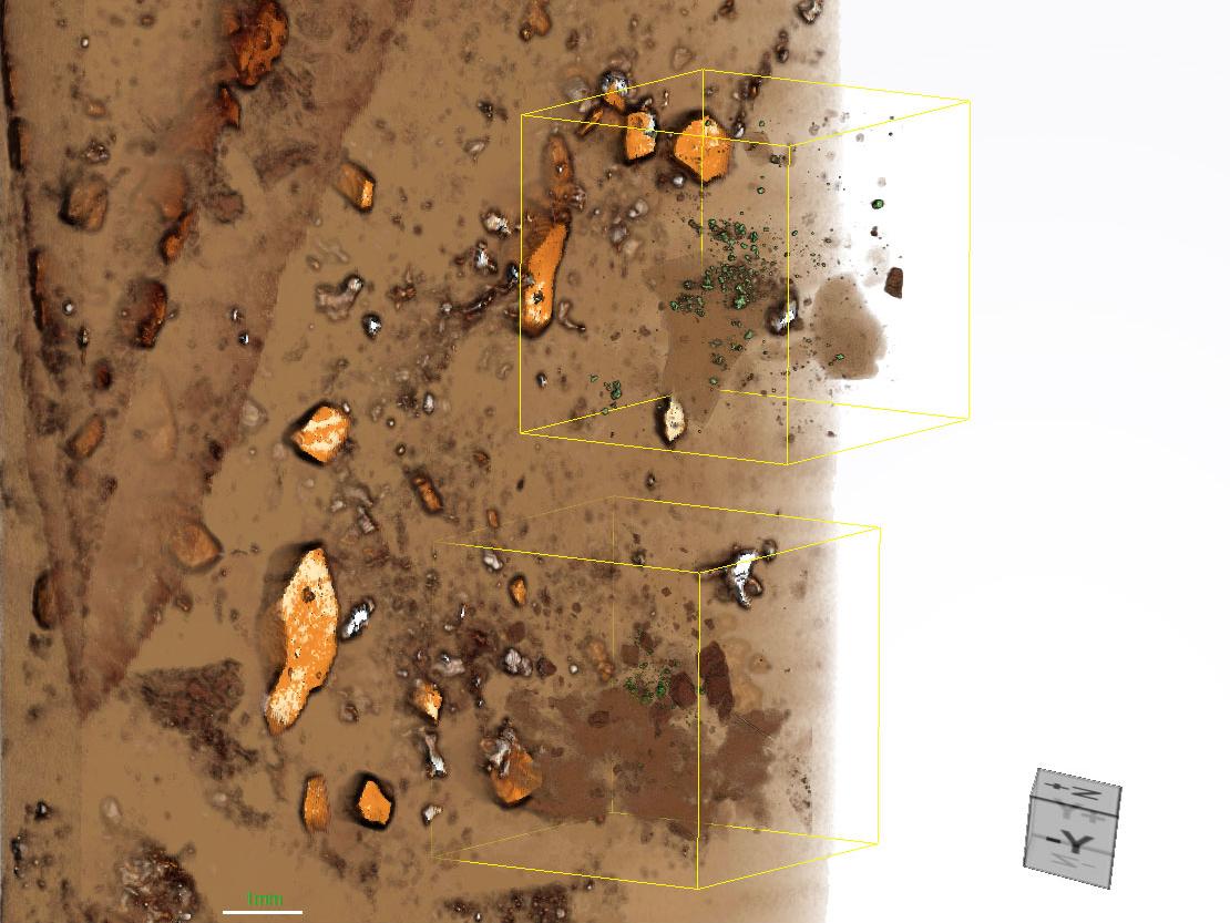 Gold mineralization characterization using 3D drill core Scout-and-Zoom