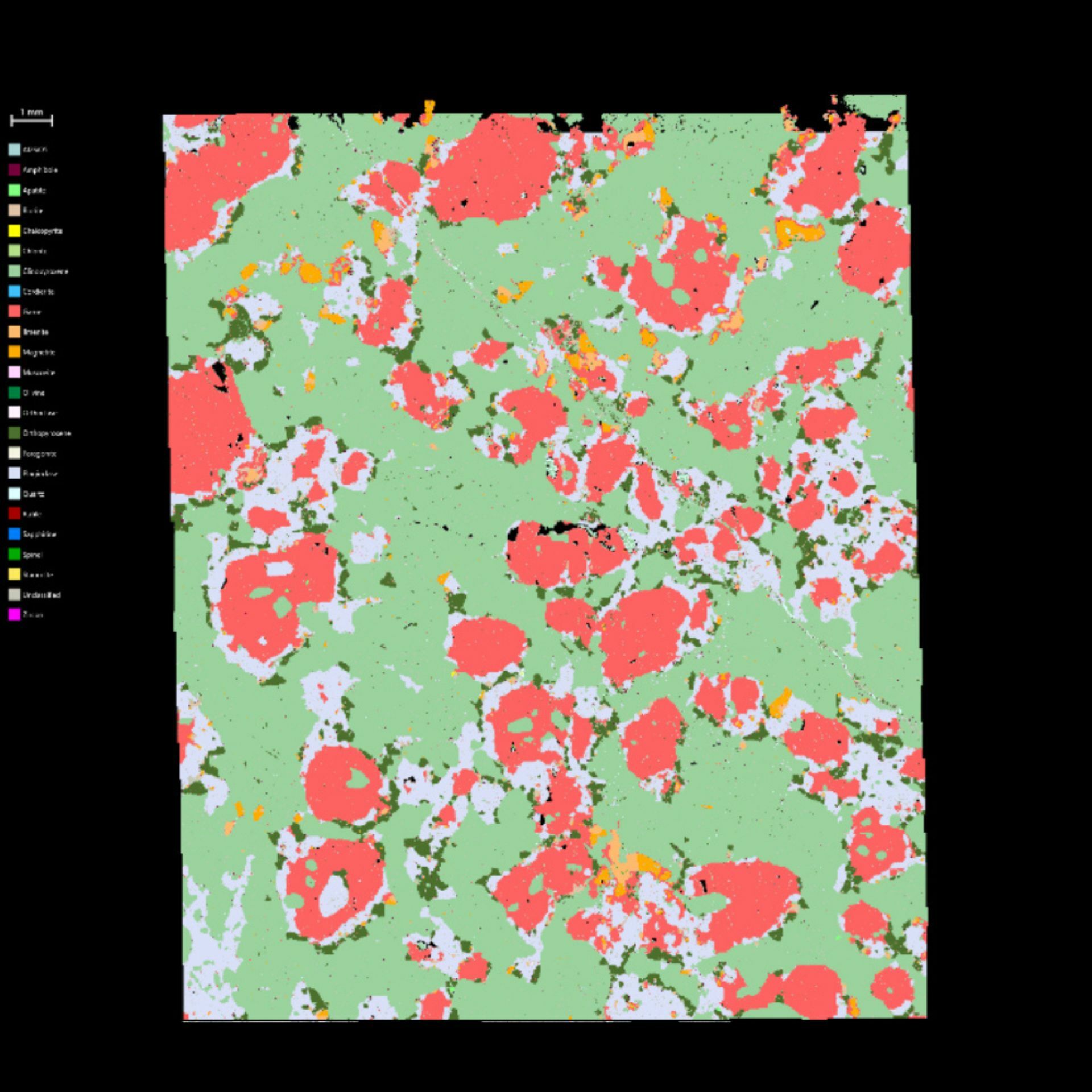 Imagen del visualizador de partículas grandes (LPV) de una sección fina completa del complejo Lewisiano, noroeste de Escocia
