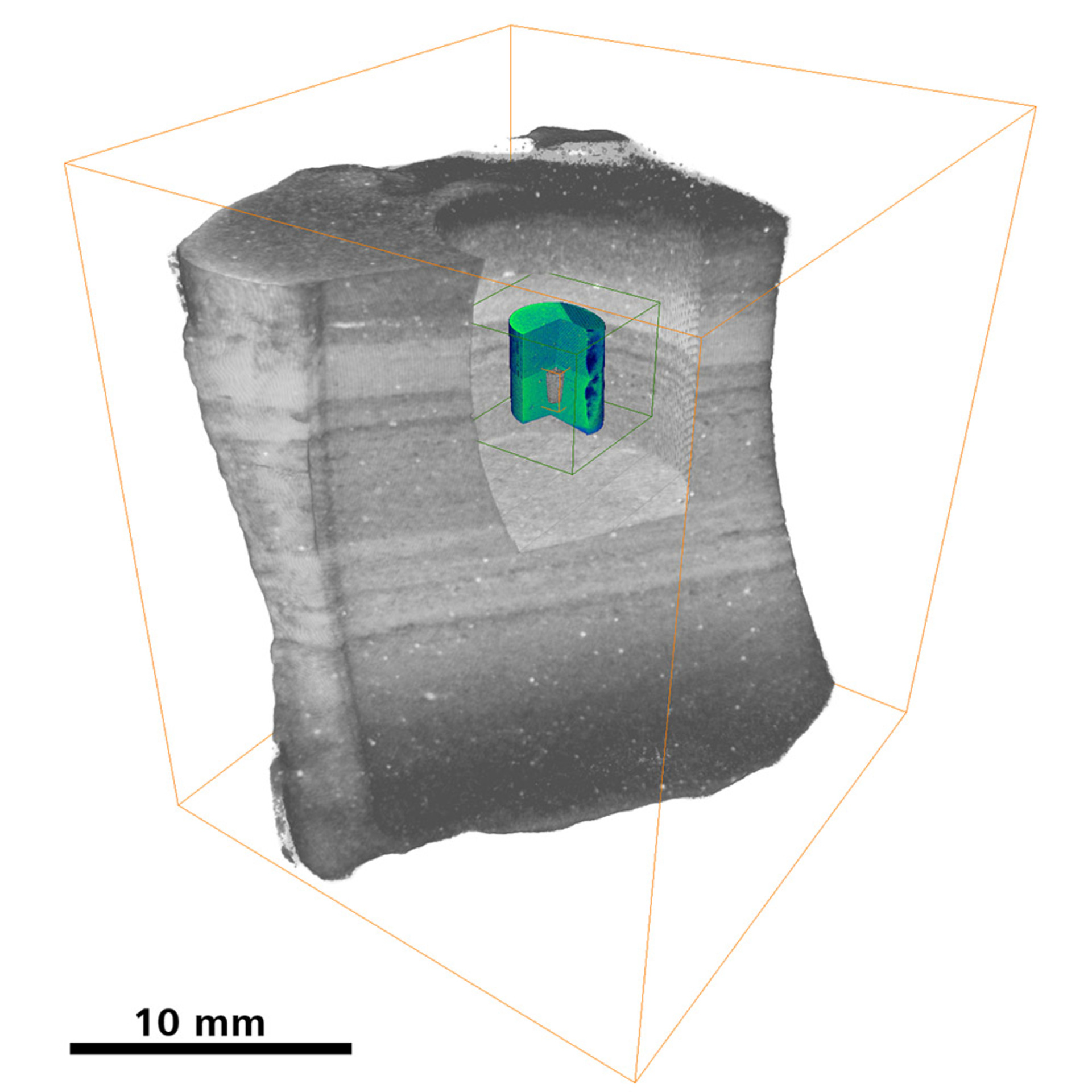 Imagen separada del flujo de trabajo de captura de imágenes multiescala de una muestra de roca carbonática