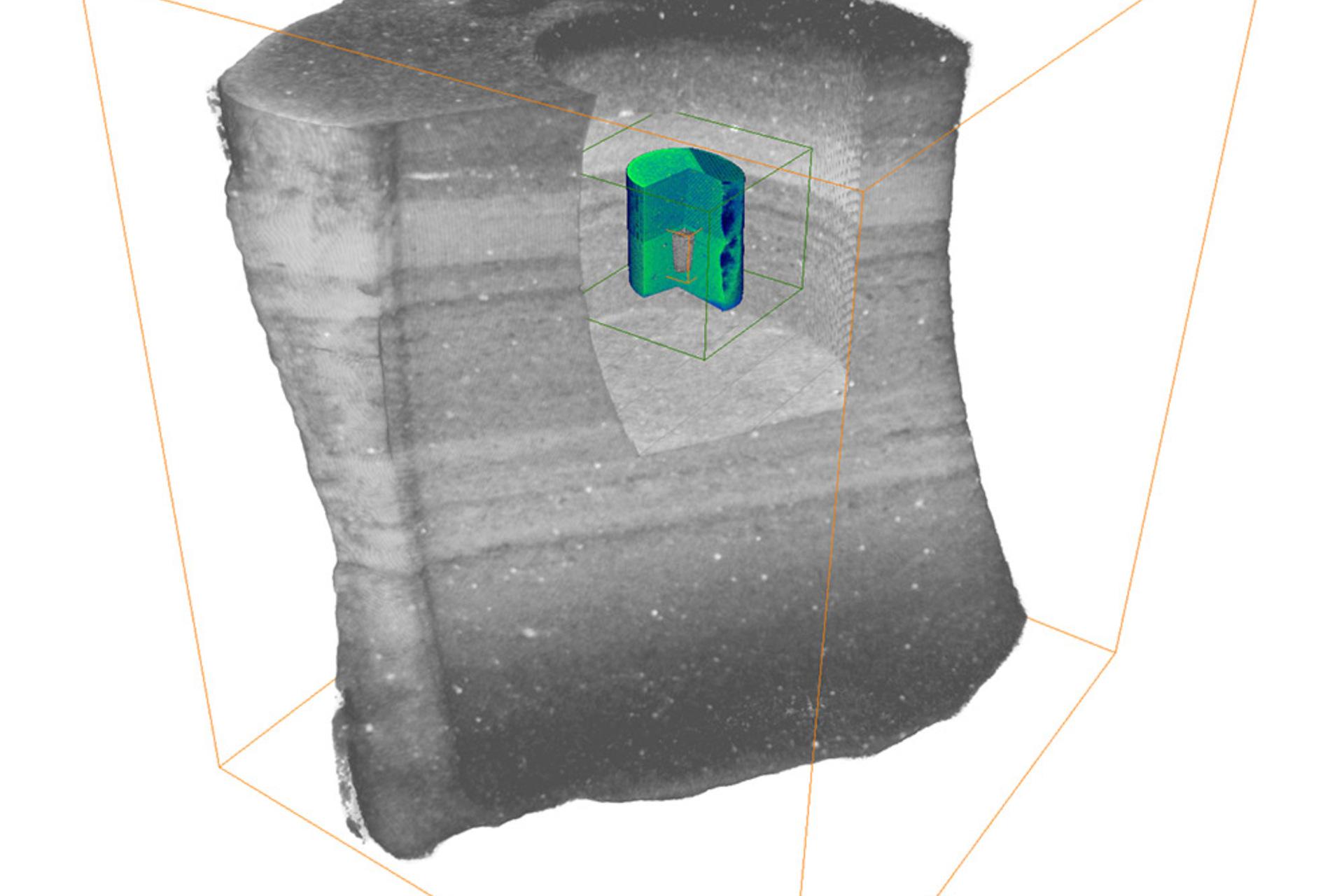 Imagen separada del flujo de trabajo de captura de imágenes multiescala de una muestra de roca carbonática