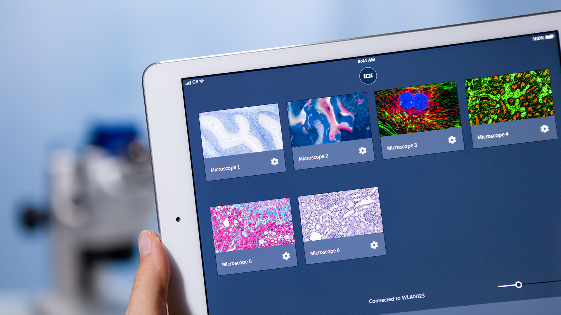 See, share, and discuss live images from all connected microscopes