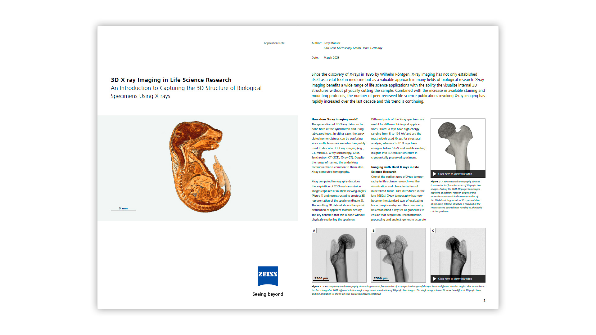 Adquisición de imágenes de rayos X en 3D en la investigación en ciencias de la vida - Nota de aplicación