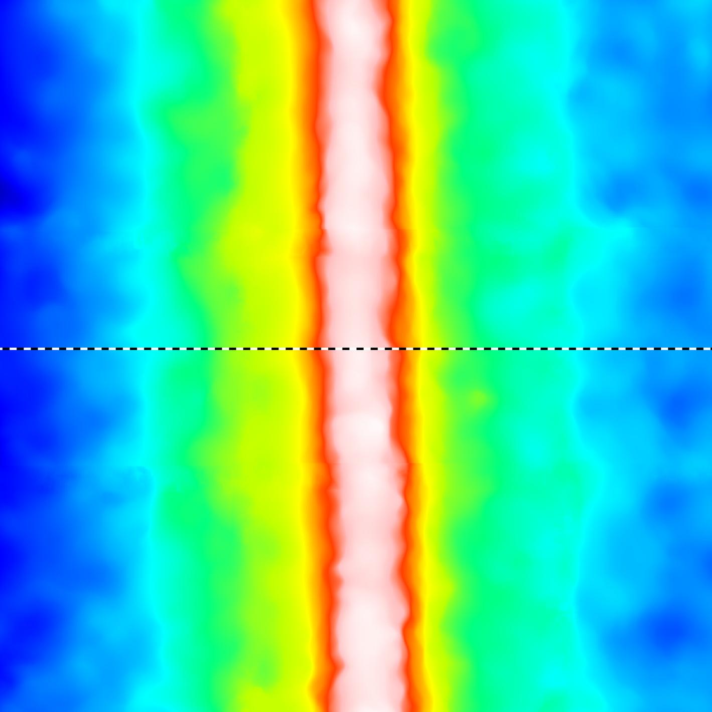 Location of a single profile across root of autogenous TIG weld in corrosion-resistant nickel alloy (Hastelloy® C-276).