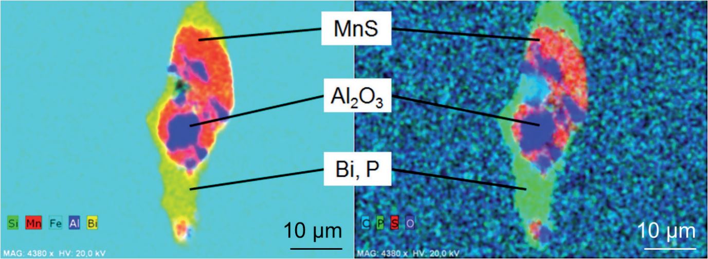 EDS mapping of a conspicuous mixed inclusion 