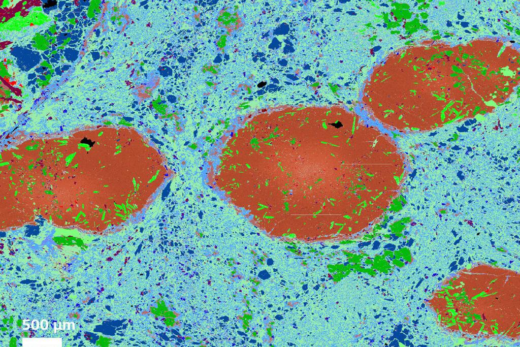 Mineralogic mineral map of blueschist. Sample: courtesy of S. Owen.