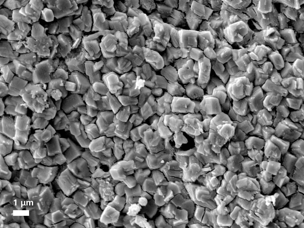 Zinkphosphatbeschichtung, abgebildet mit SE-Detektor im Hochvakuum.