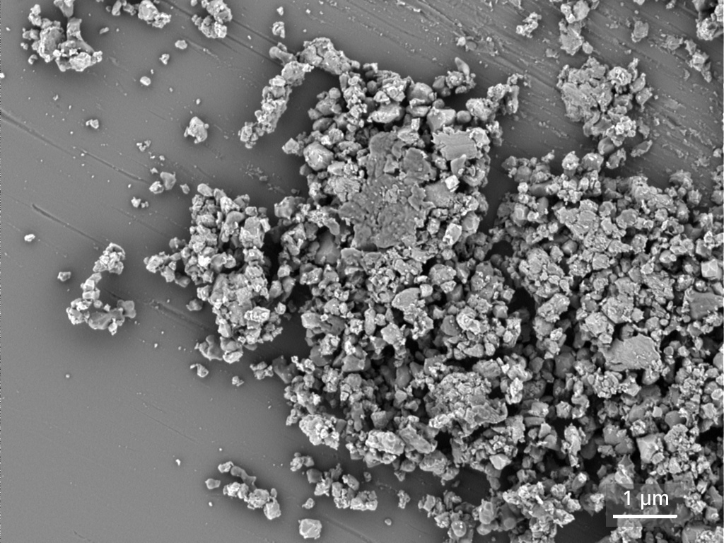 Imaged with the BSE detector at 1 kV landing energy with no bias (left) and at 1 kV landing energy with 5 kV bias (right), providing enhanced material contrast and sharpness.​