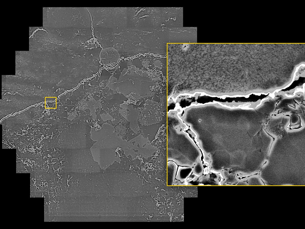 Muestra de pizarra muy madura con amplia superficie fresada con haz de iones. Muestra: cortesía de L. Hathon, Universidad de Houston, TX, EE. UU.