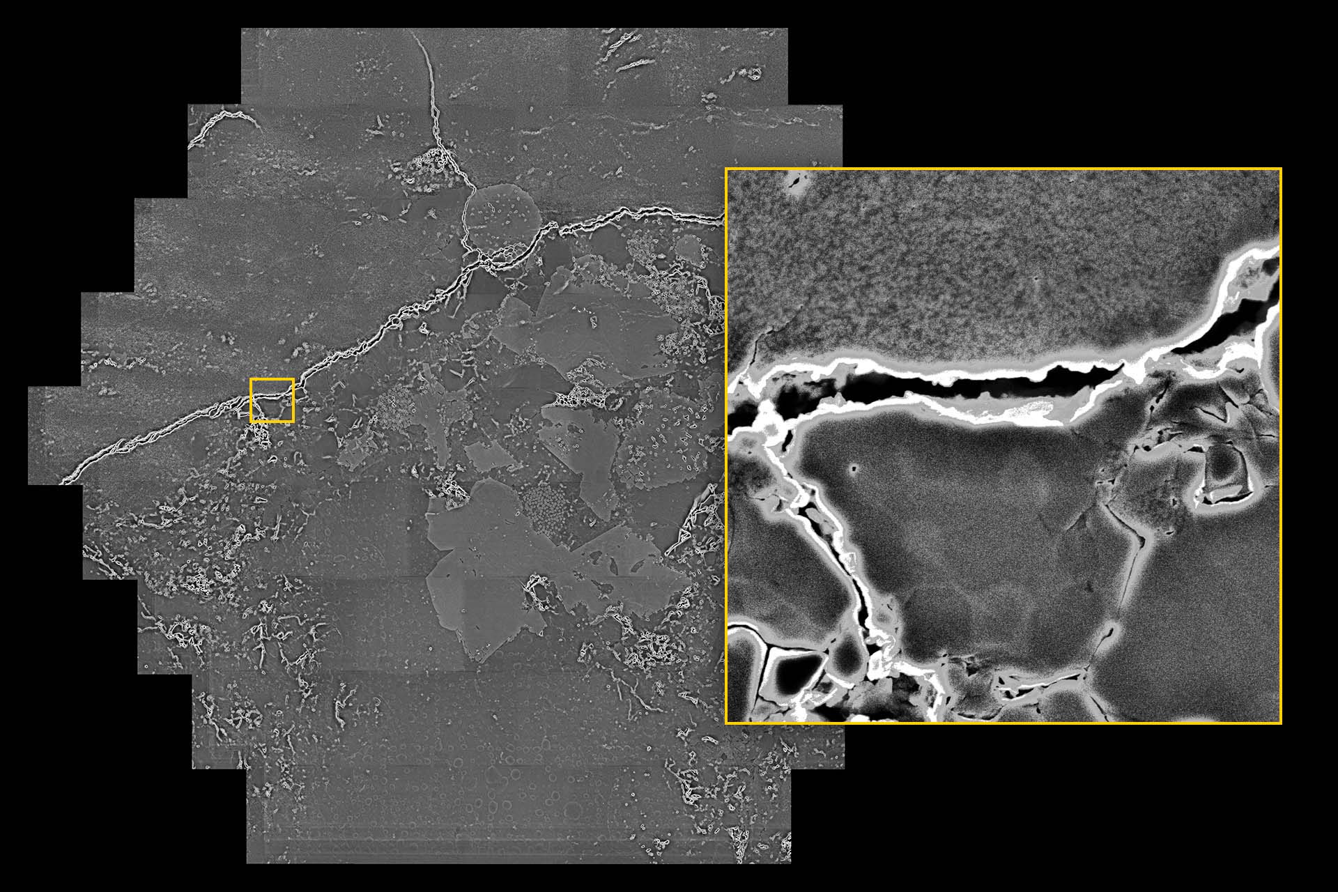 High maturity shale rock sample with broad ion beam milled surface. Sample: courtesy of L. Hathon, University of Houston, TX, USA.