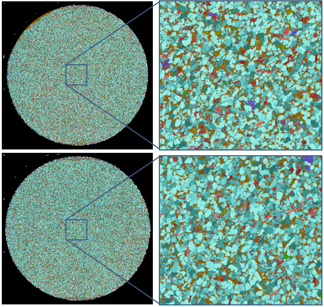 Automated machine-learning based mineral classification using a single ZEN Intellesis model, applied on two sandstone samples 