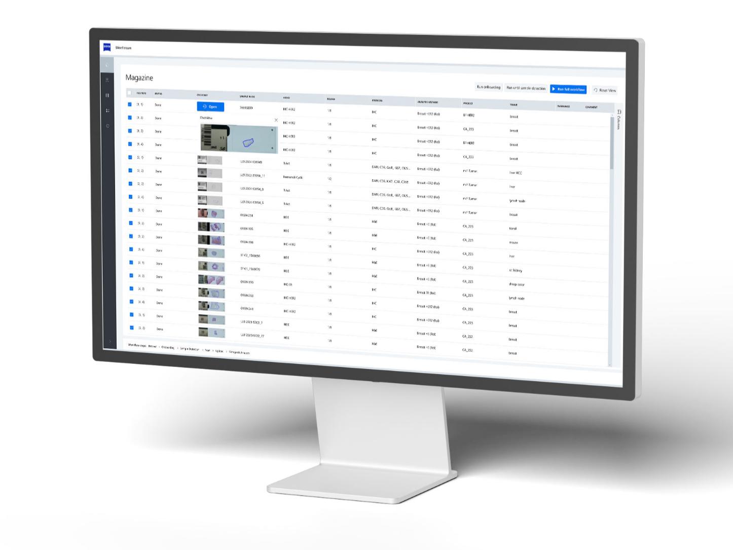 Screenshot of SlideStream, intuitive workflow manager software for scan and analysis automation 